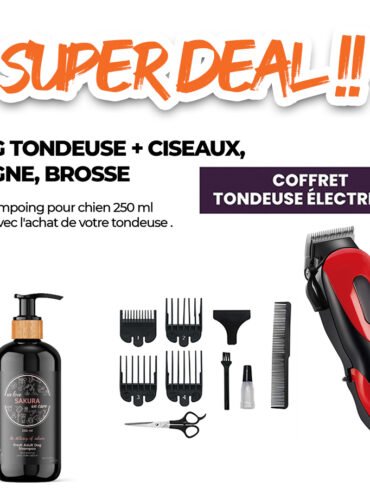 Kit de toilettage complet pour chien + Shampoing OFFERT (250 ml)
